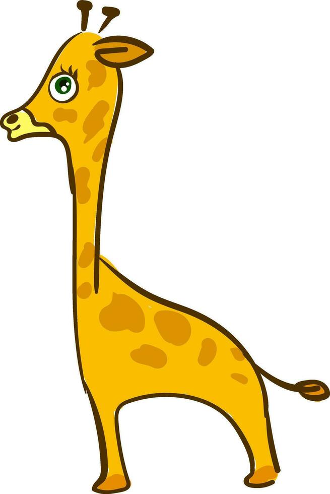 dessin animé marrant content girafe ensemble sur isolé blanc Contexte vu de le côté vecteur ou Couleur illustration