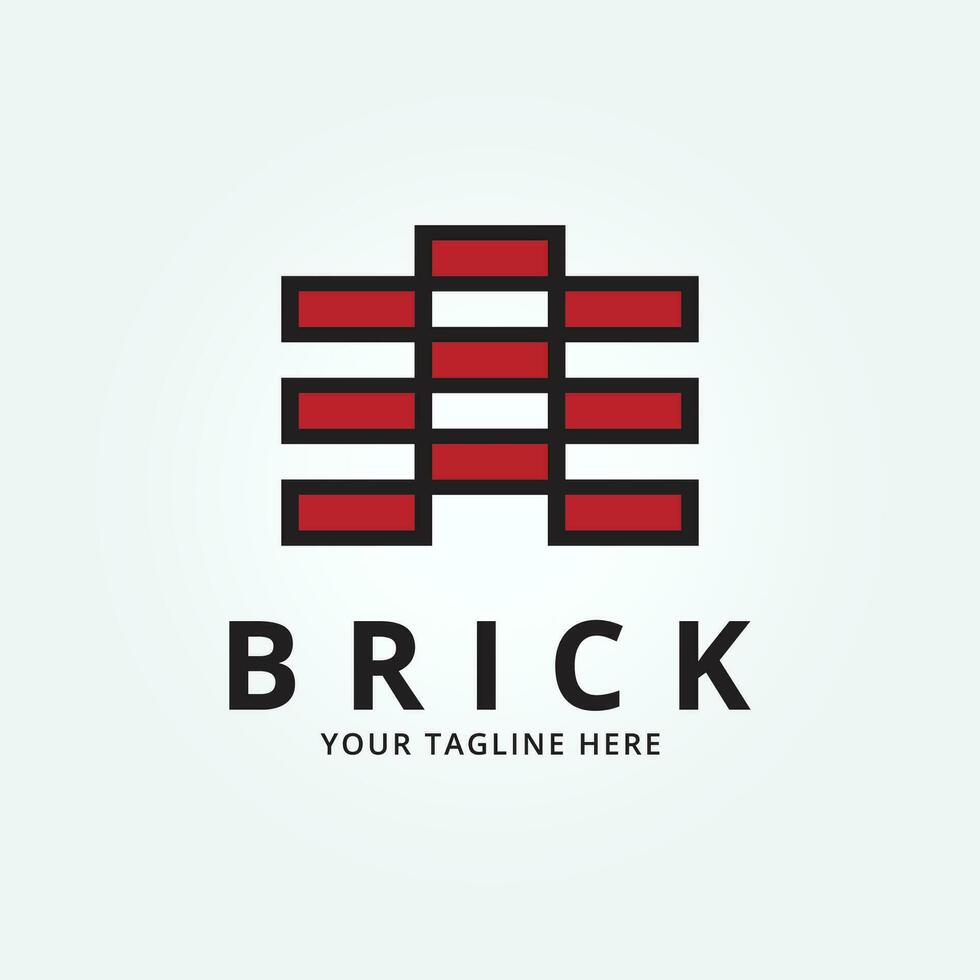 rouge brique, pile et empiler équilibre briques logo vecteur illustration conception modèle produit