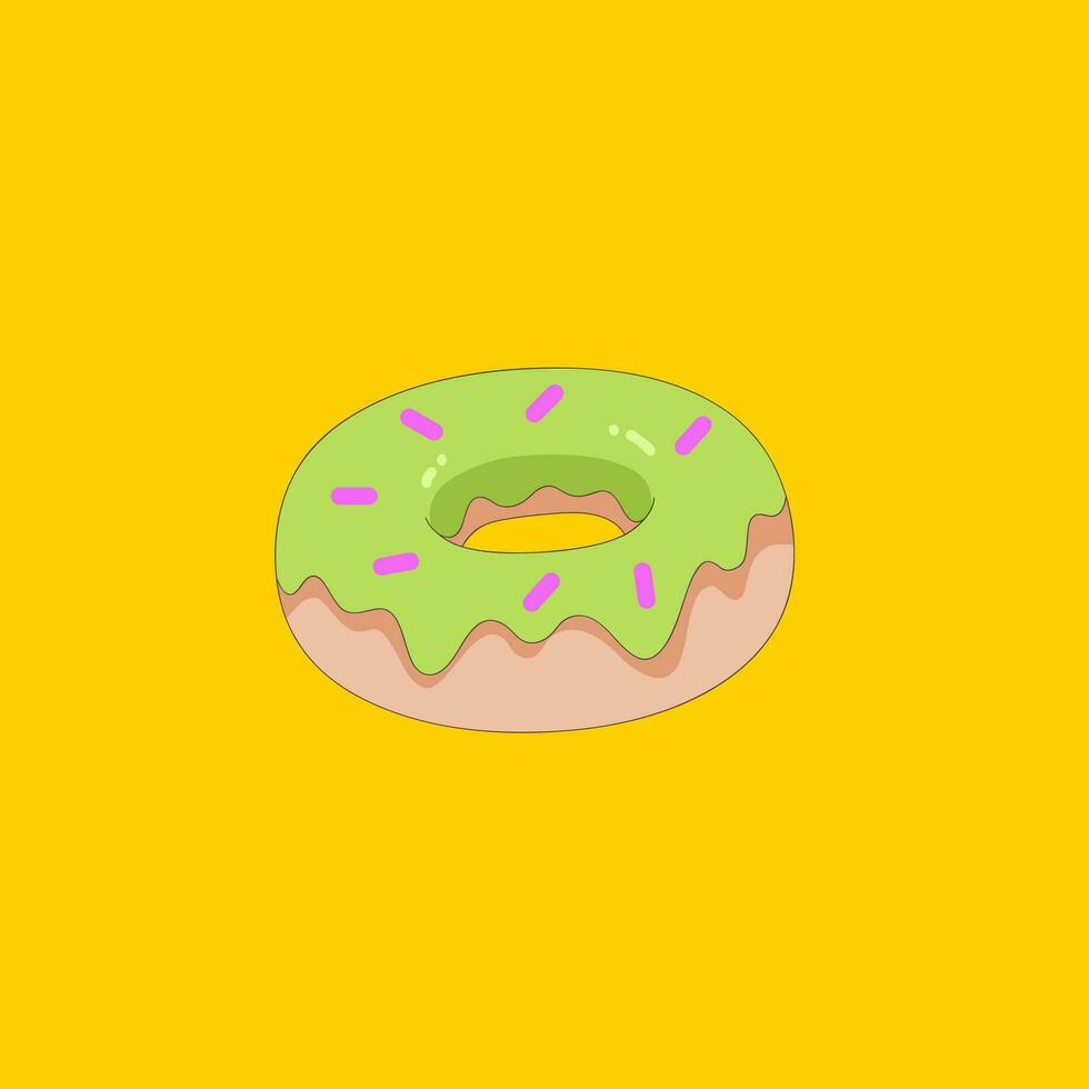 portrait de une Frais Donut plus de Jaune Contexte vecteur ou Couleur illustration