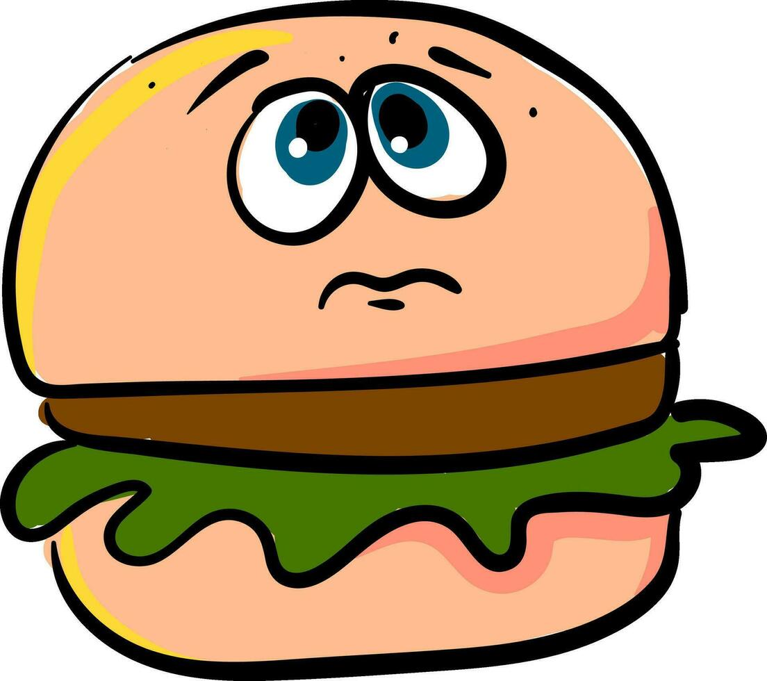 triste Burger, vecteur ou Couleur illustration.