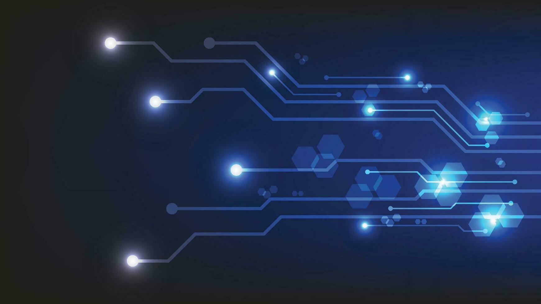 salut technologie numérique circuit planche. électrique lignes connecté sur bleu éclairage Contexte. futuriste La technologie conception élément concept vecteur