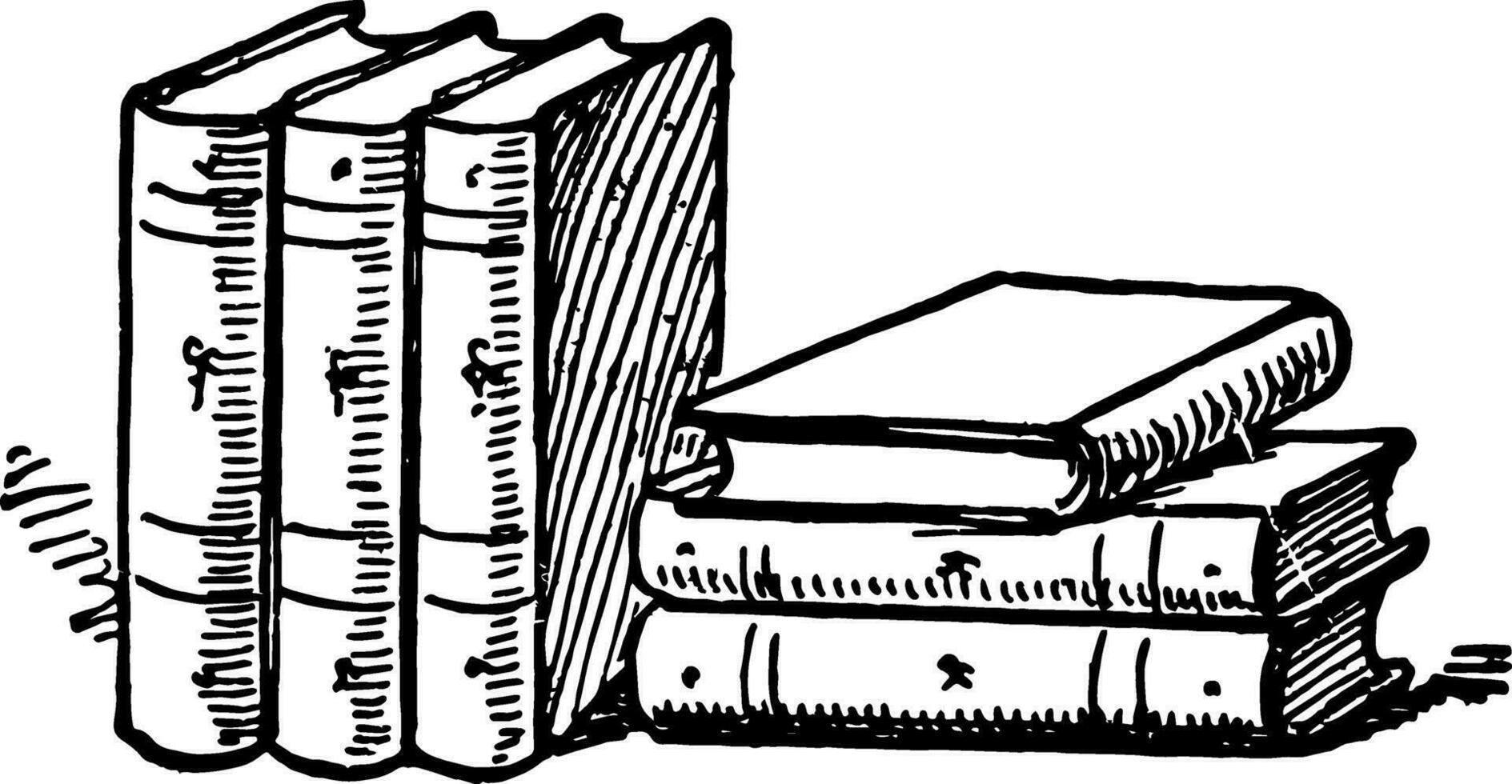 six livres ou collections de livres ancien gravure. vecteur