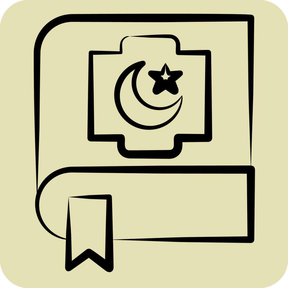 icône coran. en relation à Ramadan symbole. main tiré style. Facile conception modifiable. Facile illustration vecteur
