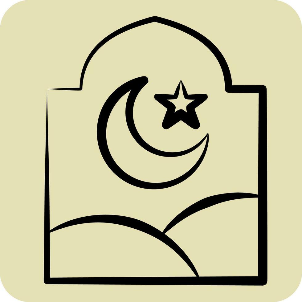 icône la fenêtre. en relation à Ramadan symbole. main tiré style. Facile conception modifiable. Facile illustration vecteur
