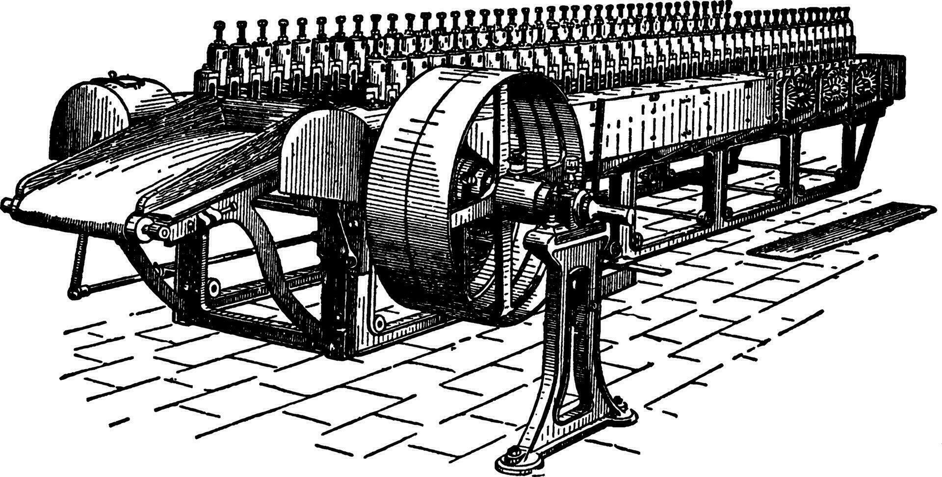 jute ramollissement machine, ancien illustration. vecteur