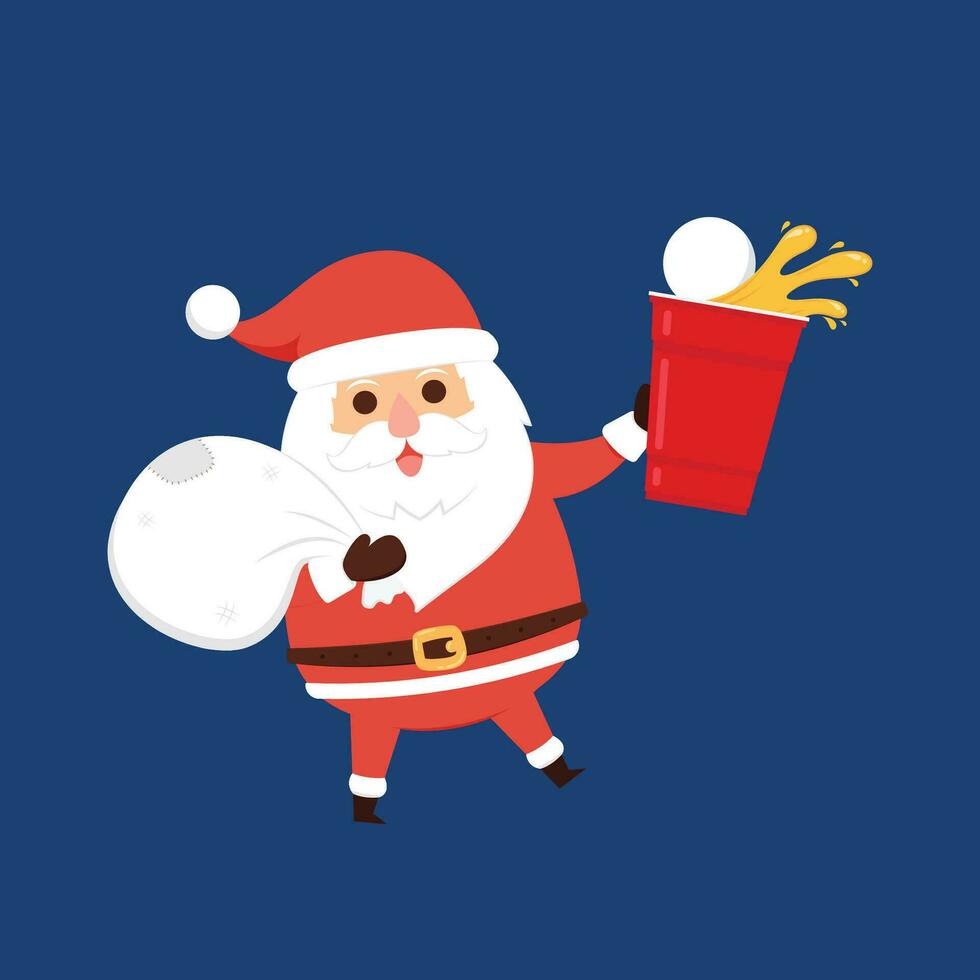 joyeux Noël et content Nouveau année 2023 salutation carte. bonhomme de neige et Père Noël claus dessin animé personnage. mignonne Noël mascotte. vecteur