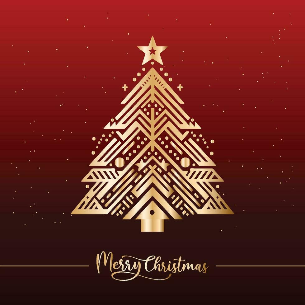 géométrique Noël arbre avec étoile sur haut, noir contour forme géométrique Noël arbre silhouette isolé minimal unique Créatif Noël arbre Noël élégant conception pin arbre abstrait conception vecteur