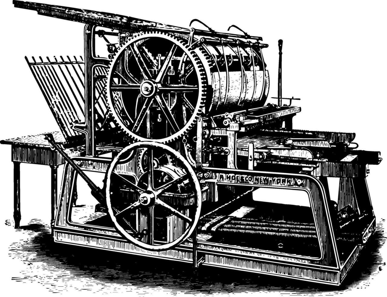 Célibataire grand cylindre presse ancien illustration. vecteur