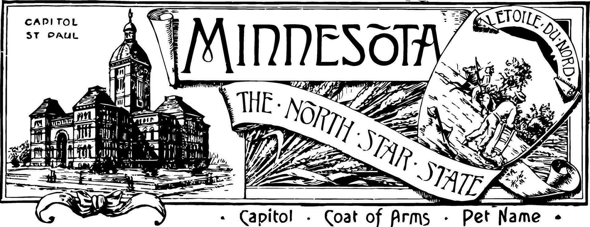 le Etat bannière de Minnesota le Nord étoile Etat ancien illustration vecteur