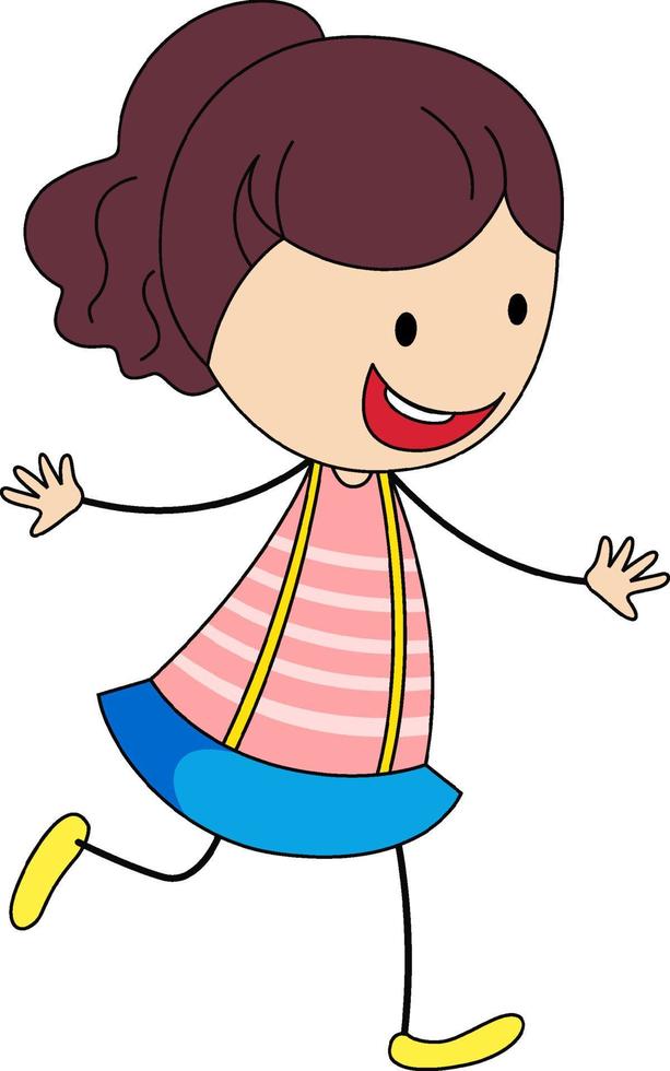 personnage de dessin animé mignon fille dans un style doodle dessiné à la main vecteur