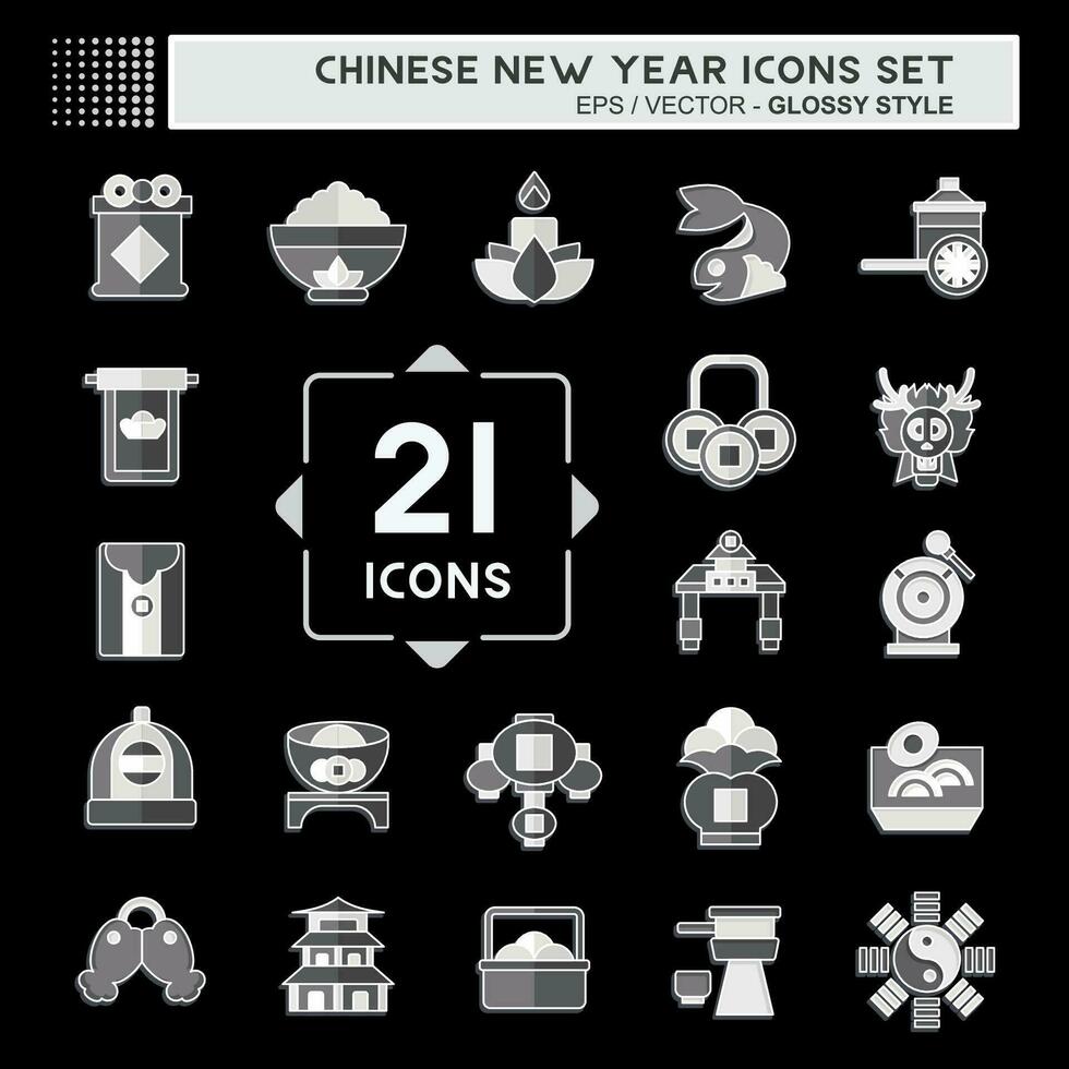icône ensemble chinois Nouveau an. en relation à vacances symbole. brillant style. Facile conception modifiable. Facile illustration vecteur