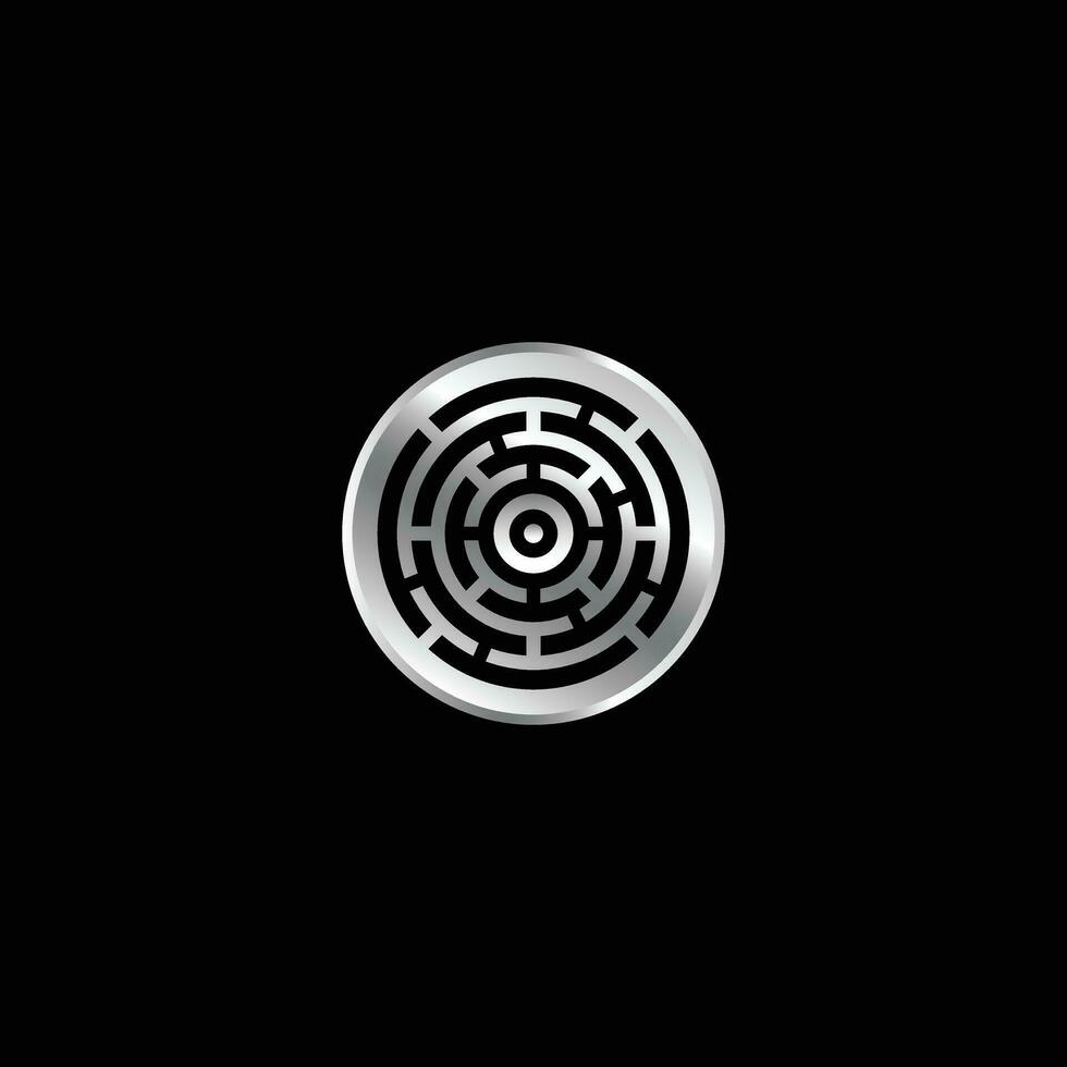 métal rond Labyrinthe logo vecteur