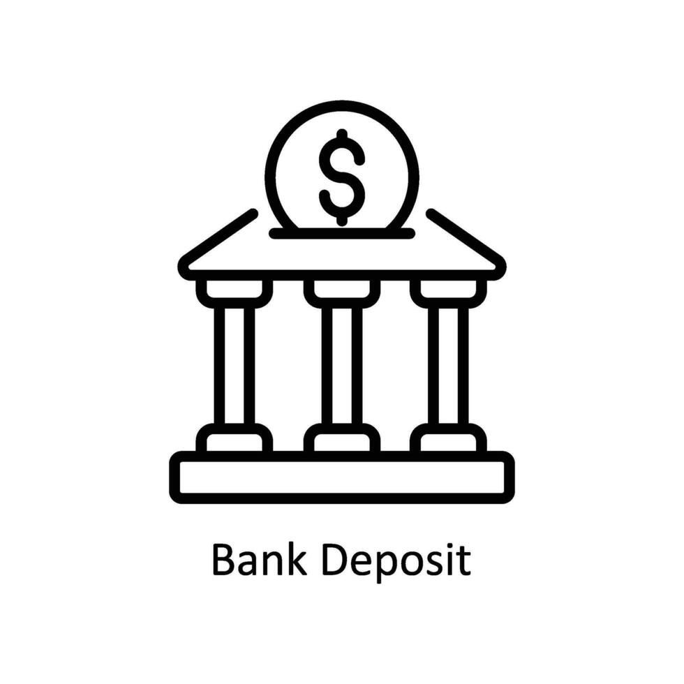 banque dépôt vecteur contour icône conception illustration. affaires et la gestion symbole sur blanc Contexte eps dix fichier