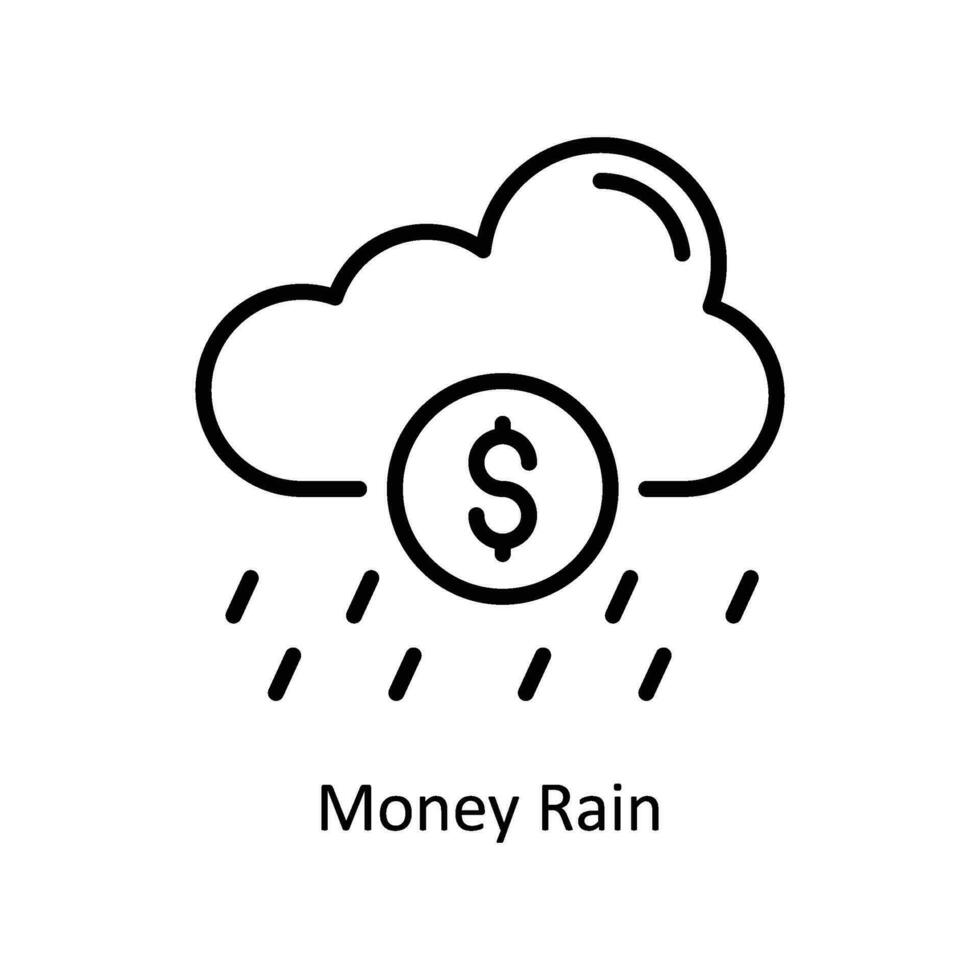 argent pluie vecteur contour icône conception illustration. affaires et la gestion symbole sur blanc Contexte eps dix fichier