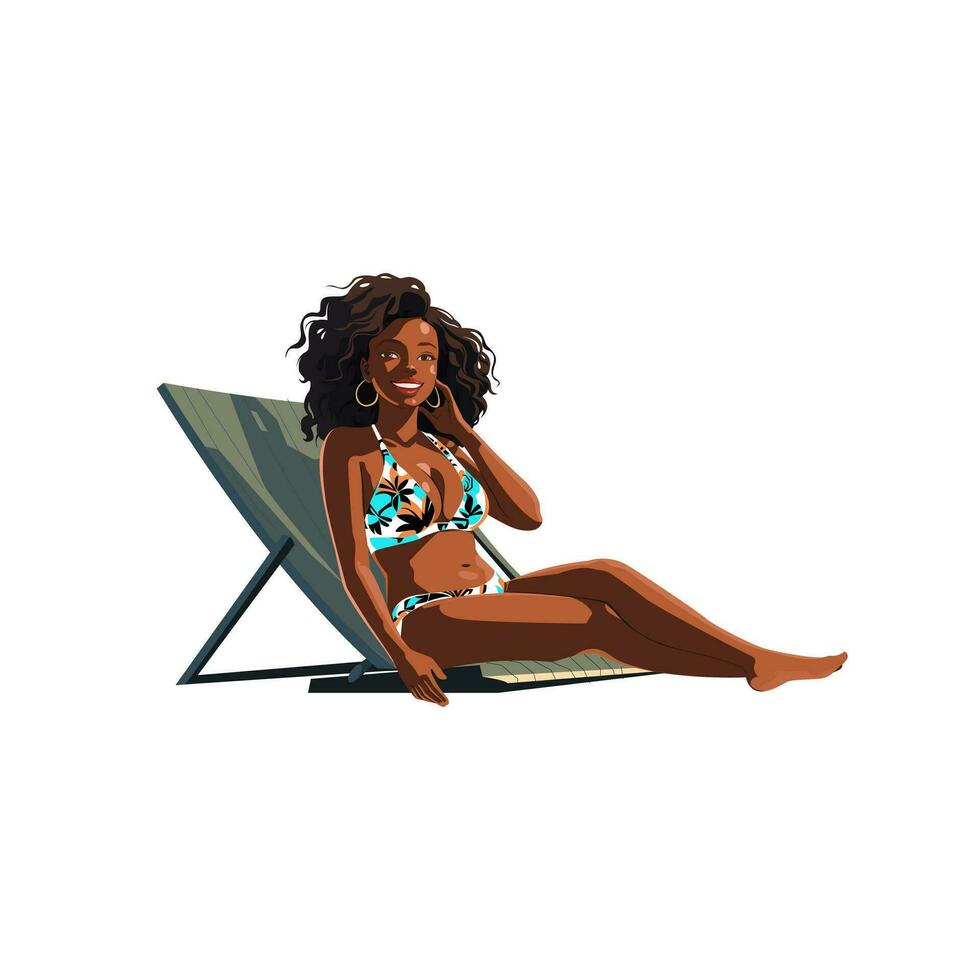 vecteur illustration de une femme relaxant portant une bikini