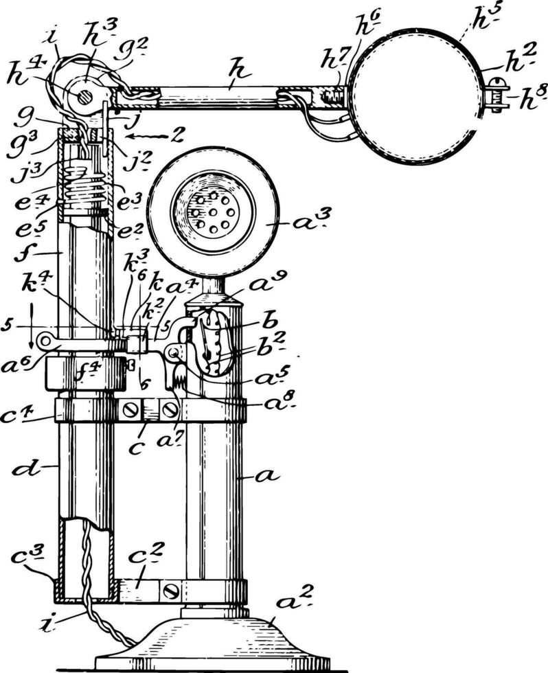 de bonne heure utilisation Téléphone ancien illustration. vecteur