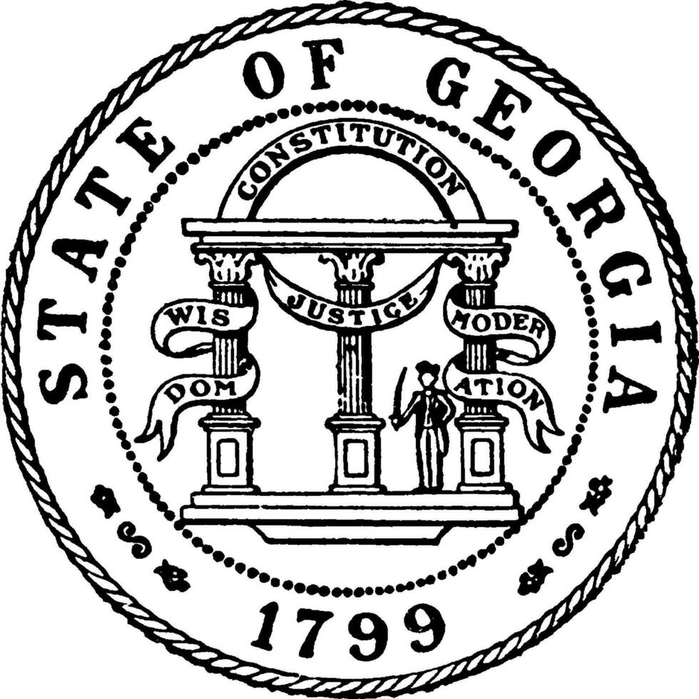 le joint de le Etat de Géorgie, 1799, ancien illustration vecteur