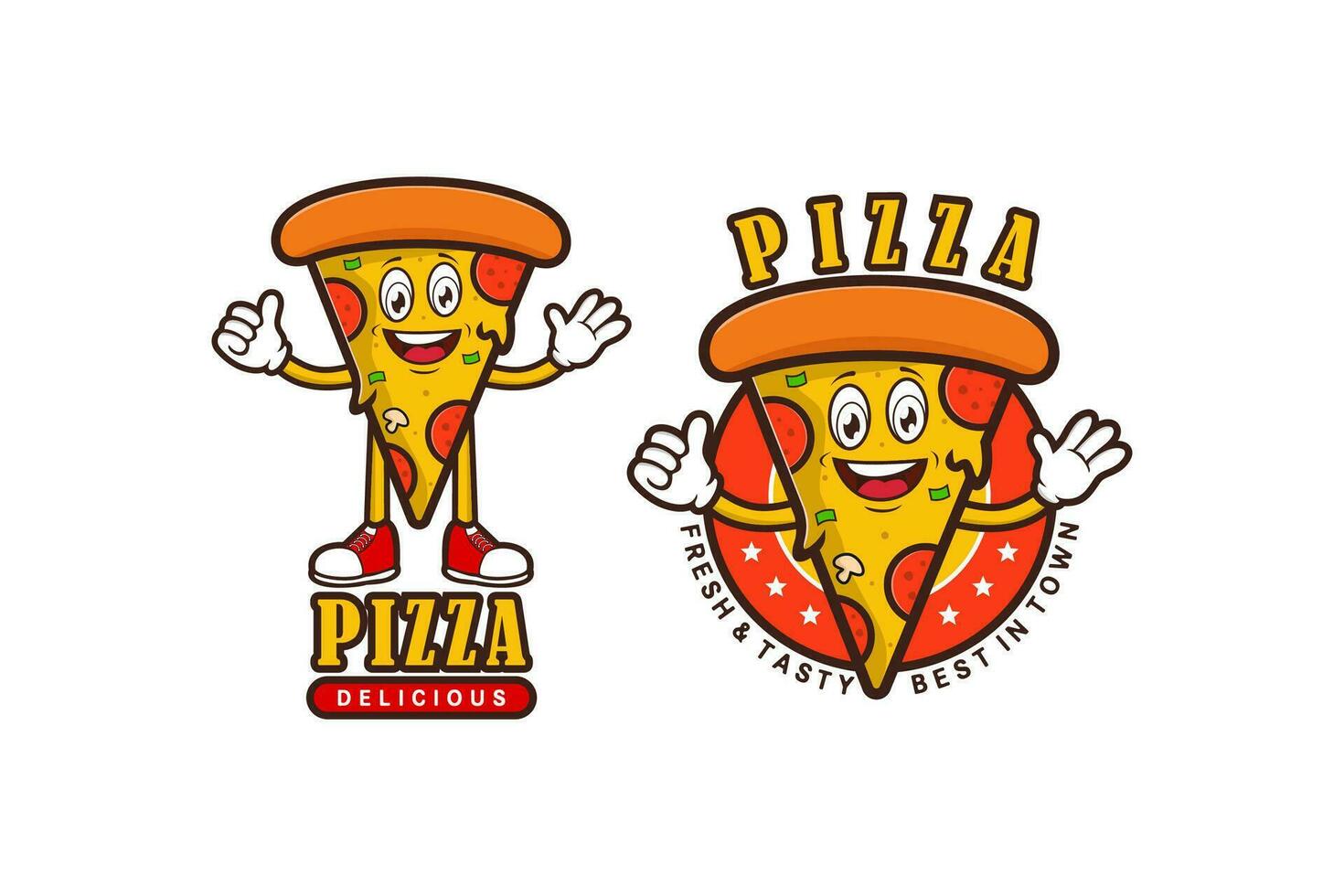 Pizza catoon mascotte logo conception modèle vecteur