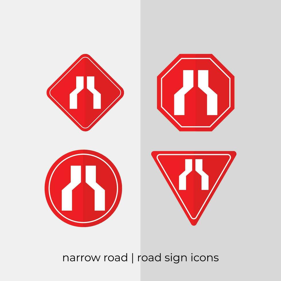 différent étroit route route signe vecteur collection dans rouge Icônes