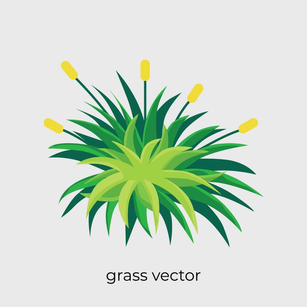 illustration de herbe dans plat style Célibataire vecteur avec fleurs