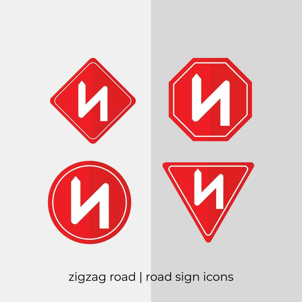 différent zigzag route route signe vecteur collection dans rouge Icônes