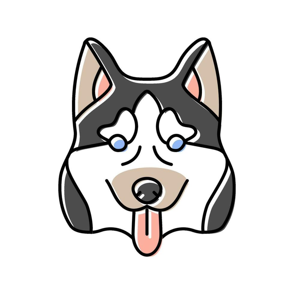 sibérien rauque chien chiot animal de compagnie Couleur icône vecteur illustration