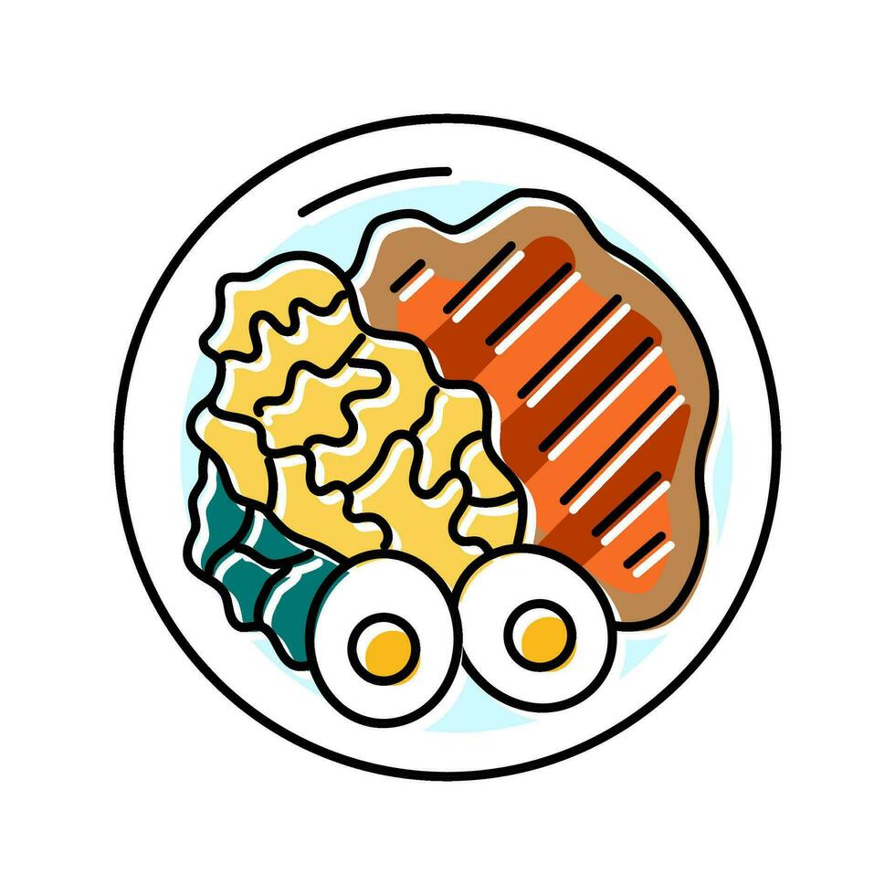 ramen nouilles Japonais nourriture Couleur icône vecteur illustration