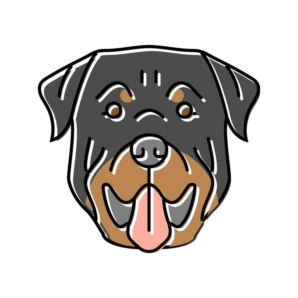rottweiler chien chiot animal de compagnie Couleur icône vecteur illustration