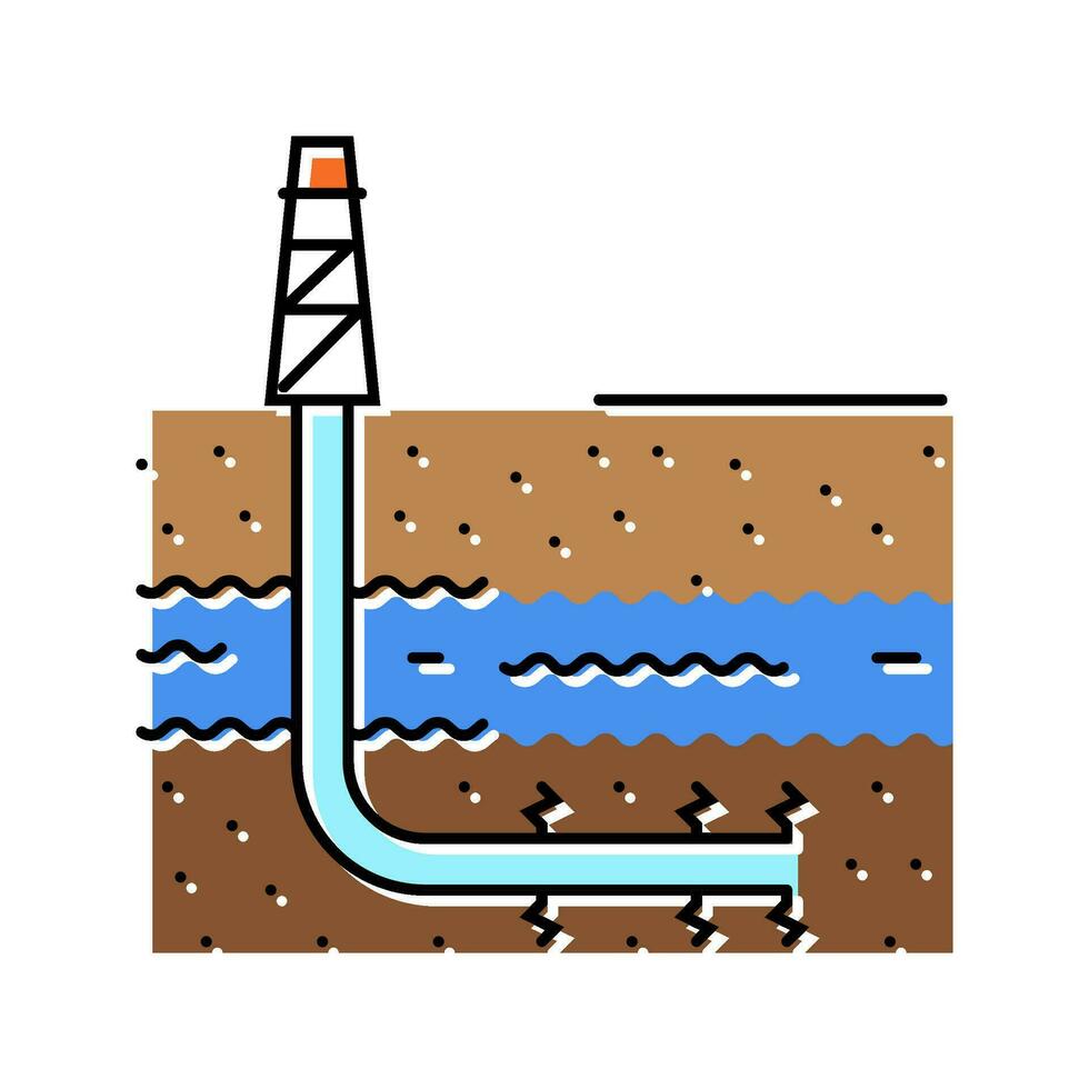 hydraulique fracturation pétrole ingénieur Couleur icône vecteur illustration