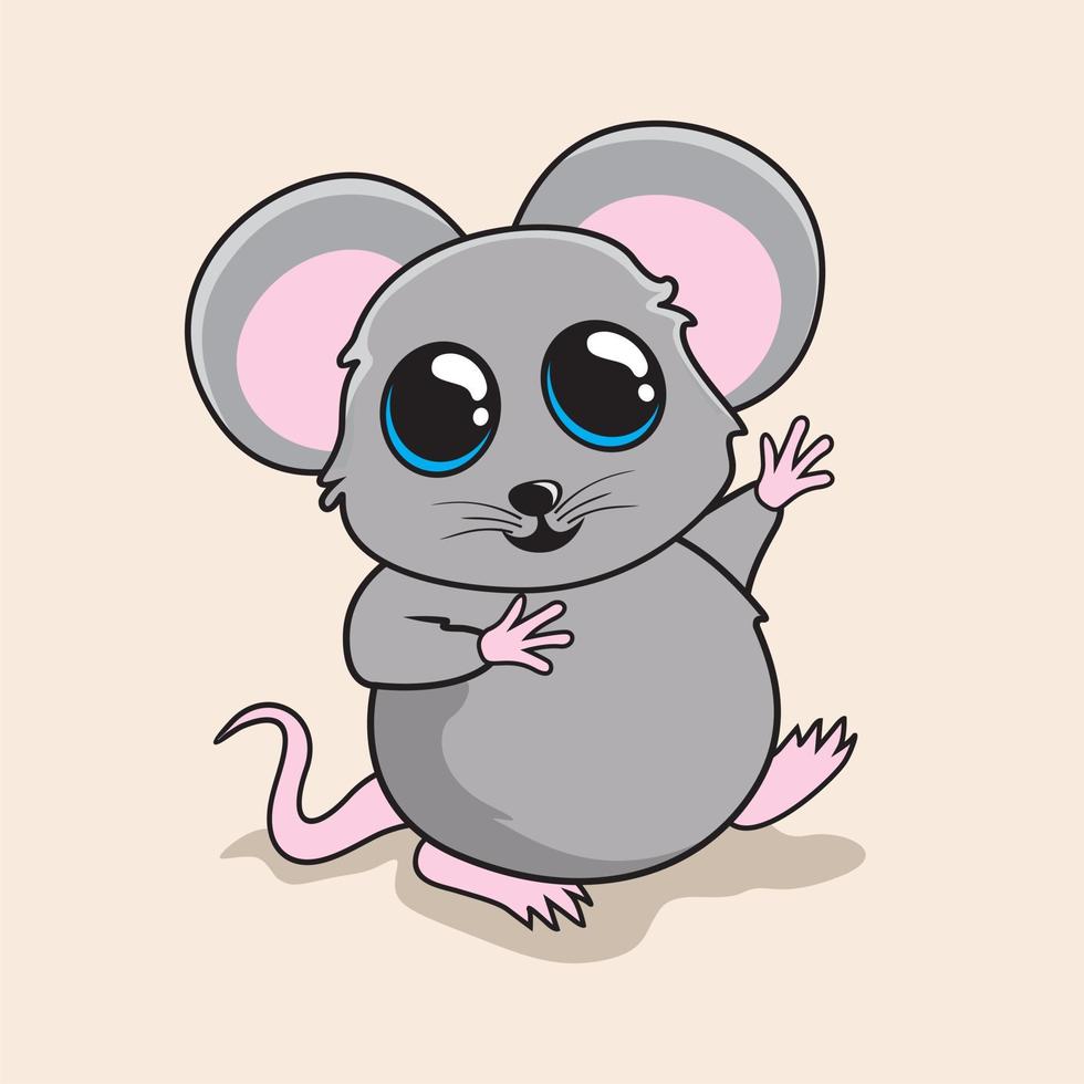 illustration de rat mignon de dessin animé de souris vecteur