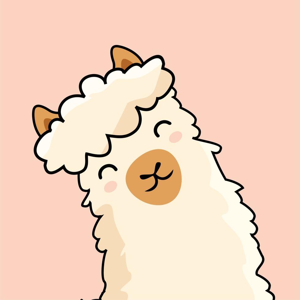 tête de lama dessin animé mignon alpaga vecteur