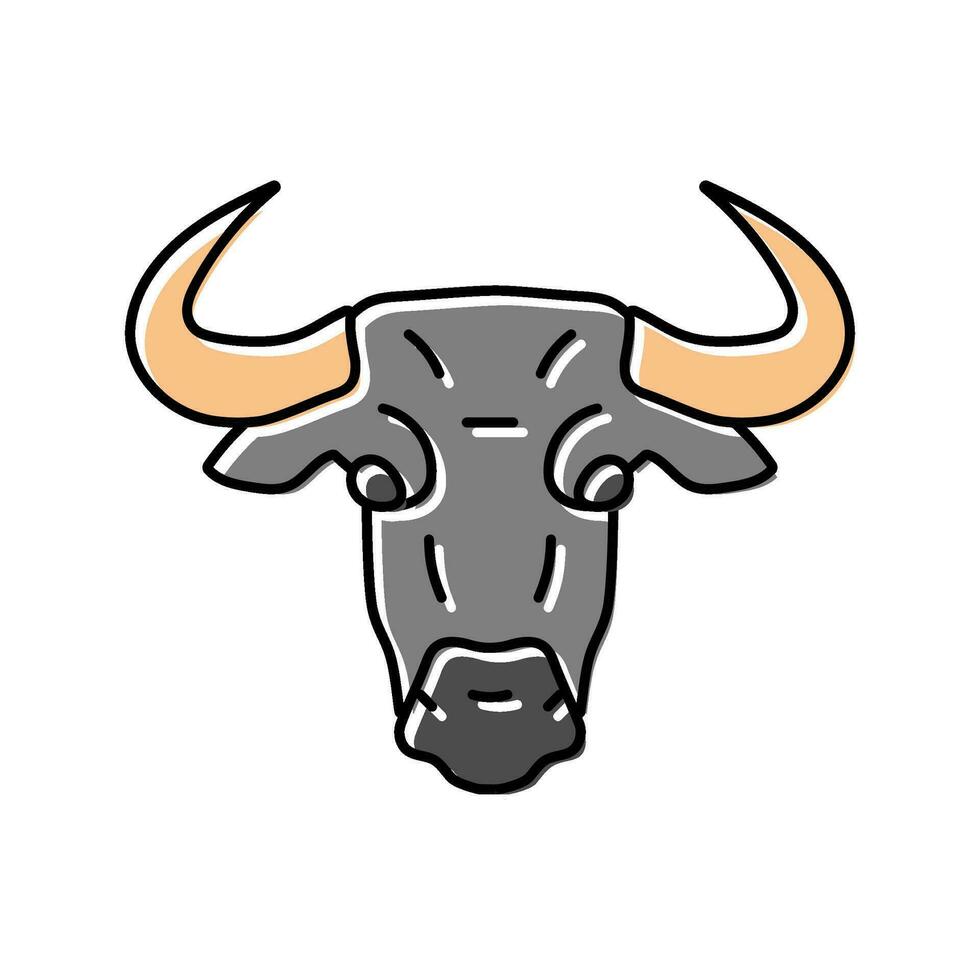 animal taureau tête Couleur icône vecteur illustration