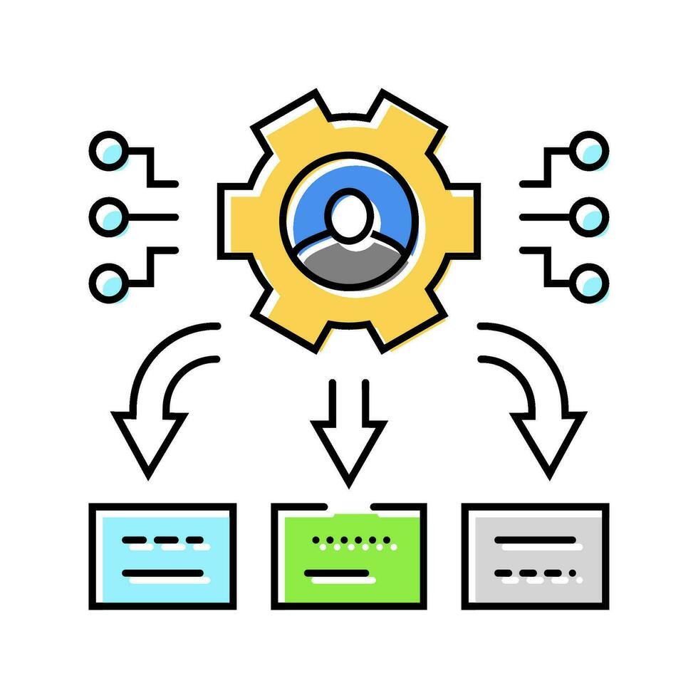 décision soutien analyste Couleur icône vecteur illustration