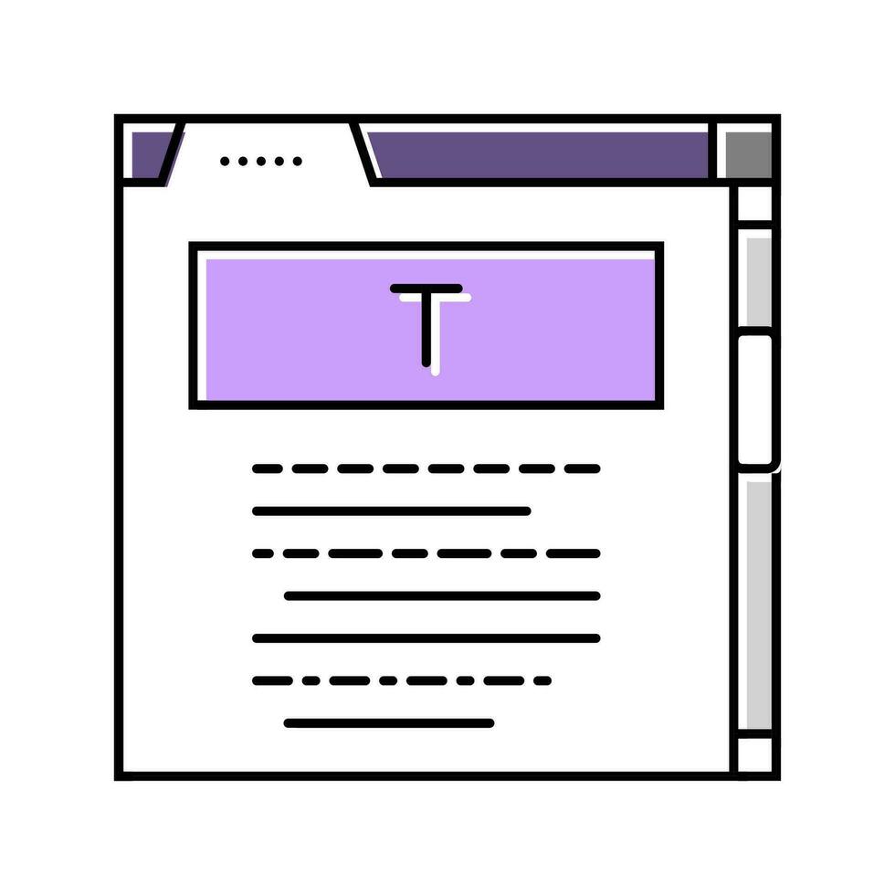 utilisateur interface texte technique écrivain Couleur icône vecteur illustration
