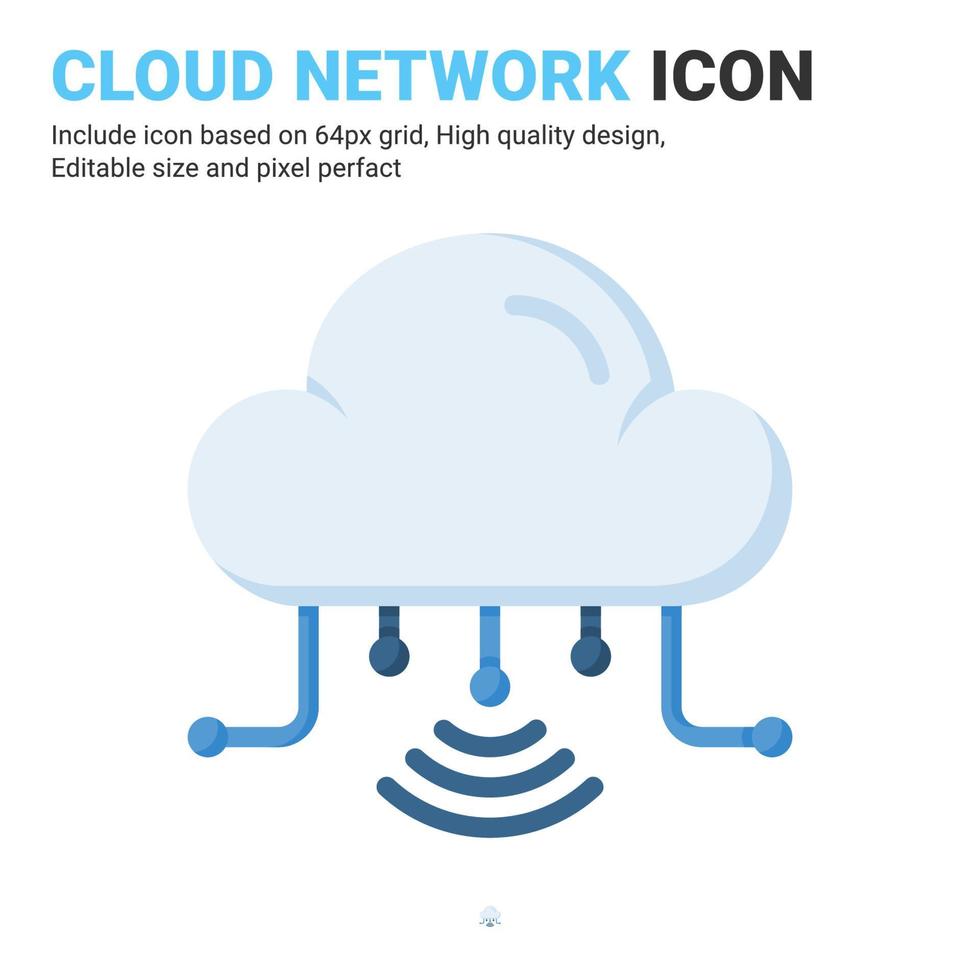 vecteur d'icône de réseau de nuage avec un style de couleur plat isolé sur fond blanc. illustration vectorielle concept d'icône de symbole de serveur de données pour l'informatique numérique, le logo, l'industrie, la technologie, les applications, le web et le projet