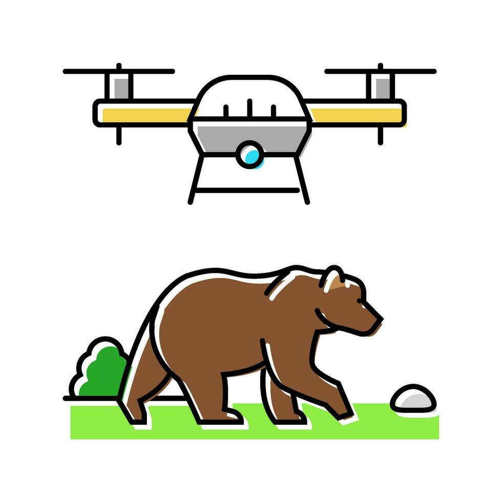 faune préservation drone Couleur icône vecteur illustration