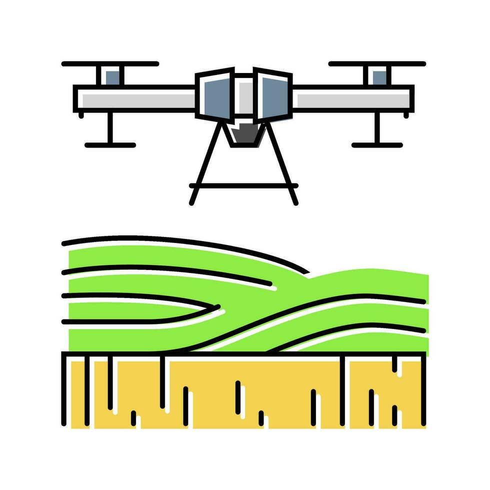 agricole drone Couleur icône vecteur illustration