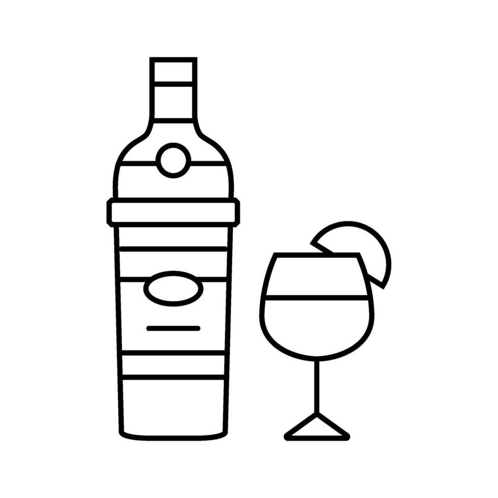 Gin boisson bouteille ligne icône vecteur illustration