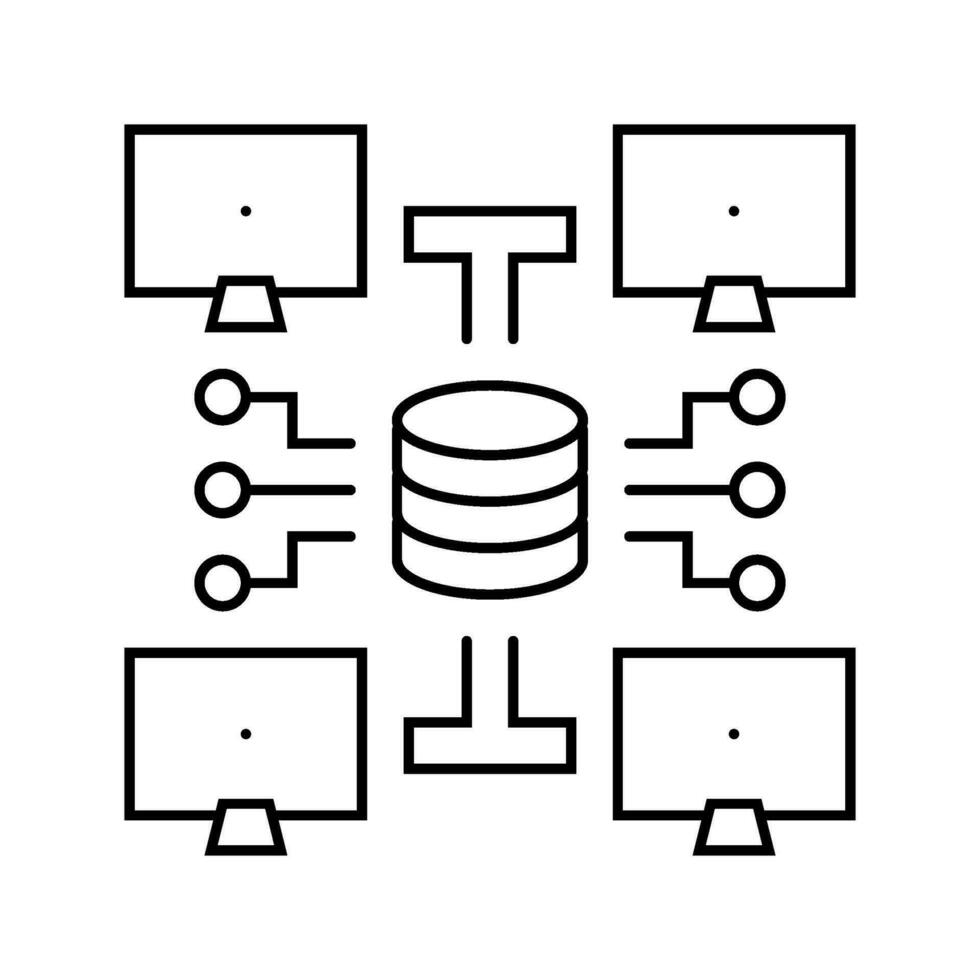 réseau topologie analyste ligne icône vecteur illustration