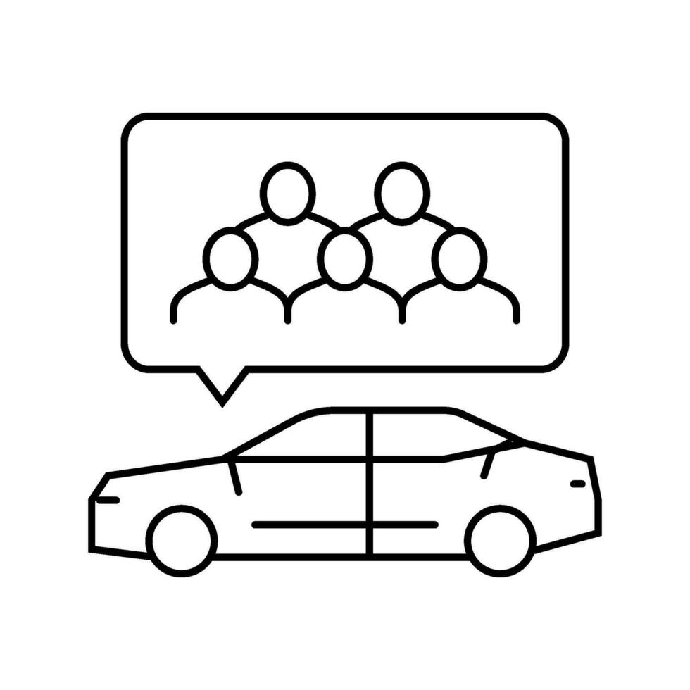 faire du covoiturage environnement ligne icône vecteur illustration