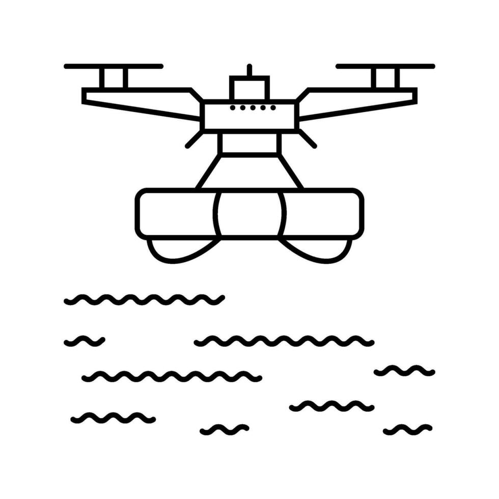chercher porter secours drone ligne icône vecteur illustration