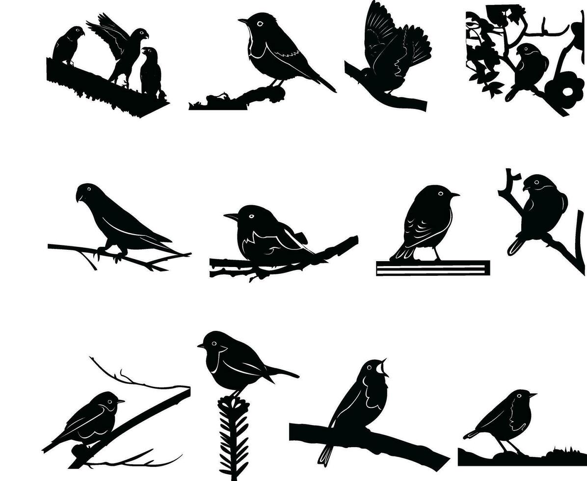 ensemble de des oiseaux silhouette conception sur une blanc conception vecteur