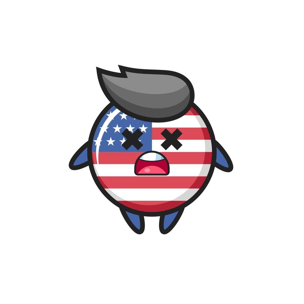 le personnage de mascotte d'insigne de drapeau des états-unis morts vecteur