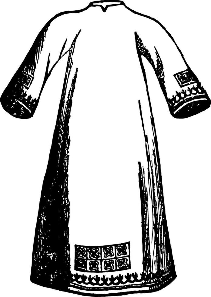 albé a été longue blanc lin vêtement ancien gravure. vecteur
