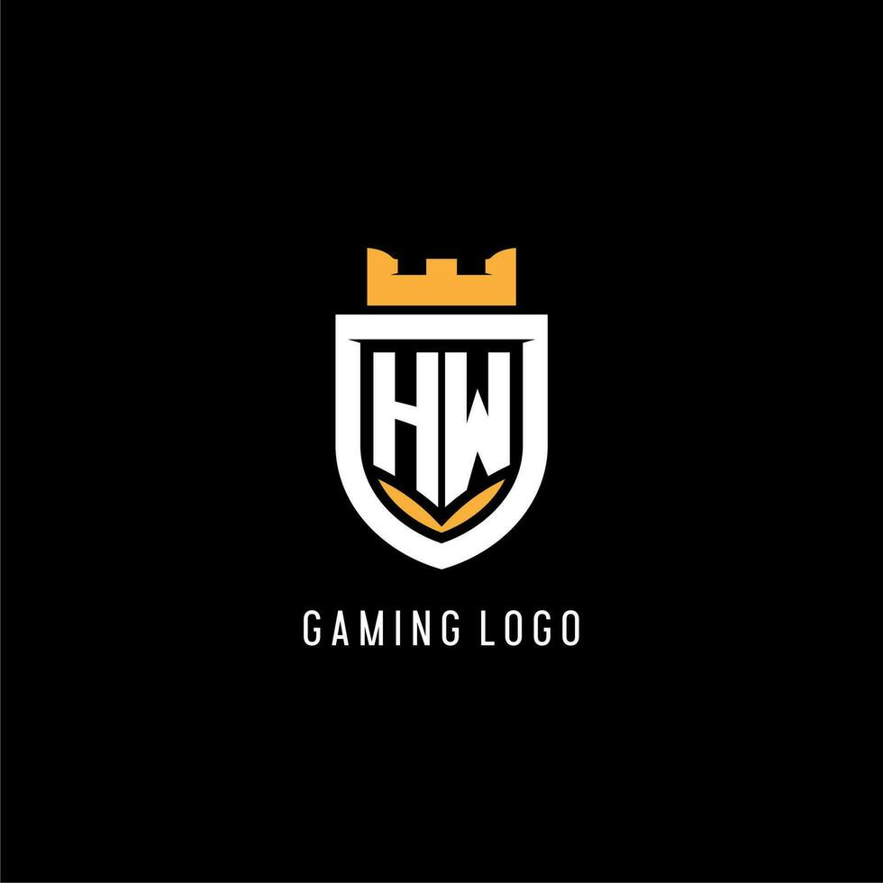 initiale hw logo avec bouclier, esport jeu logo monogramme style vecteur