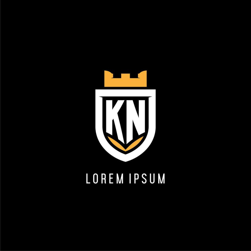 initiale kn logo avec bouclier, esport jeu logo monogramme style vecteur