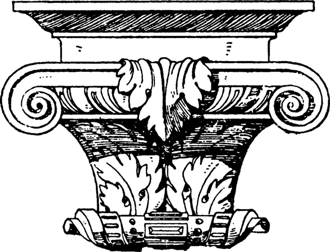 Renaissance console , Haut de moulage, ancien gravure. vecteur