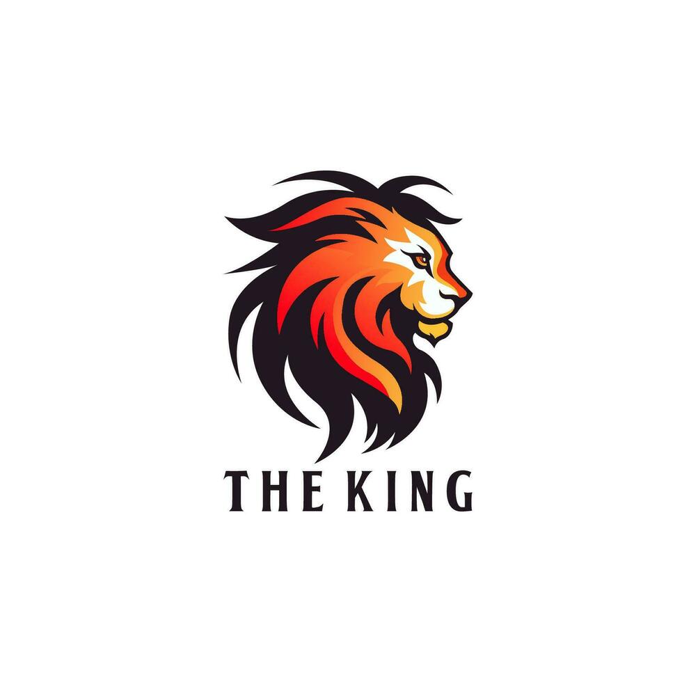 Roi Lion tête mascotte logo conception modèle vecteur icône illustration. Lion tête symbole