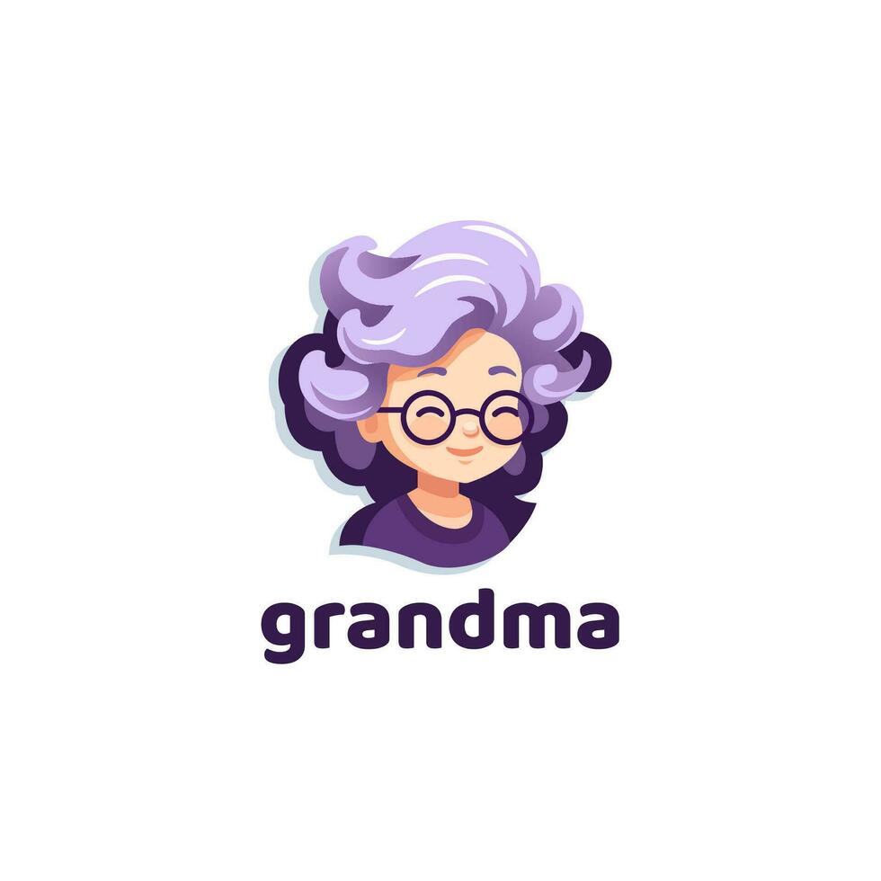 personnes âgées femme avec des lunettes mascotte logo conception modèle vecteur icône illustration. mamie ou grand-mère symbole