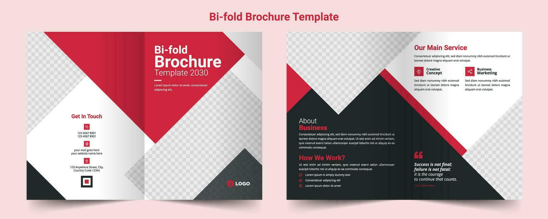 Créatif affaires bi plier brochure modèle conception ou magazine couverture page conception vecteur modèle